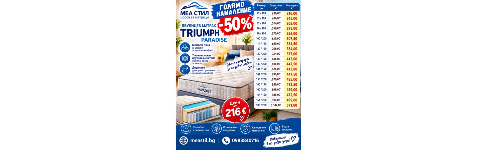 Двулицев матрак Triumph